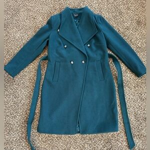 City Chic Teal Double-Breasted Trench Coat